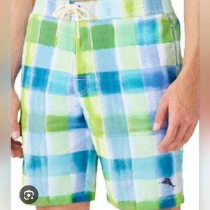New Tommy Bahama Baja Harbor Board Short Maui Blue Plaid Size 5XLB Big & Tall